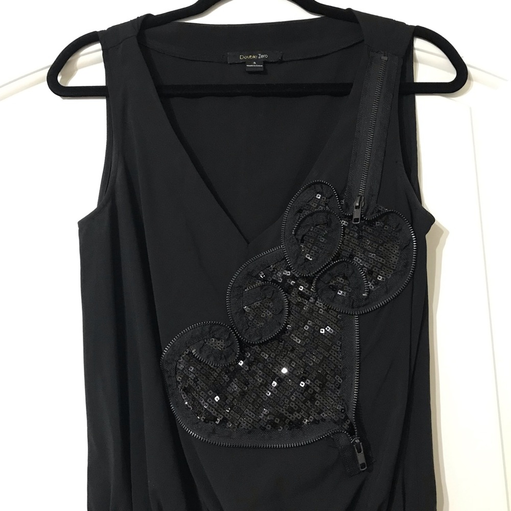 Black Sequin & Zipper dress with pockets